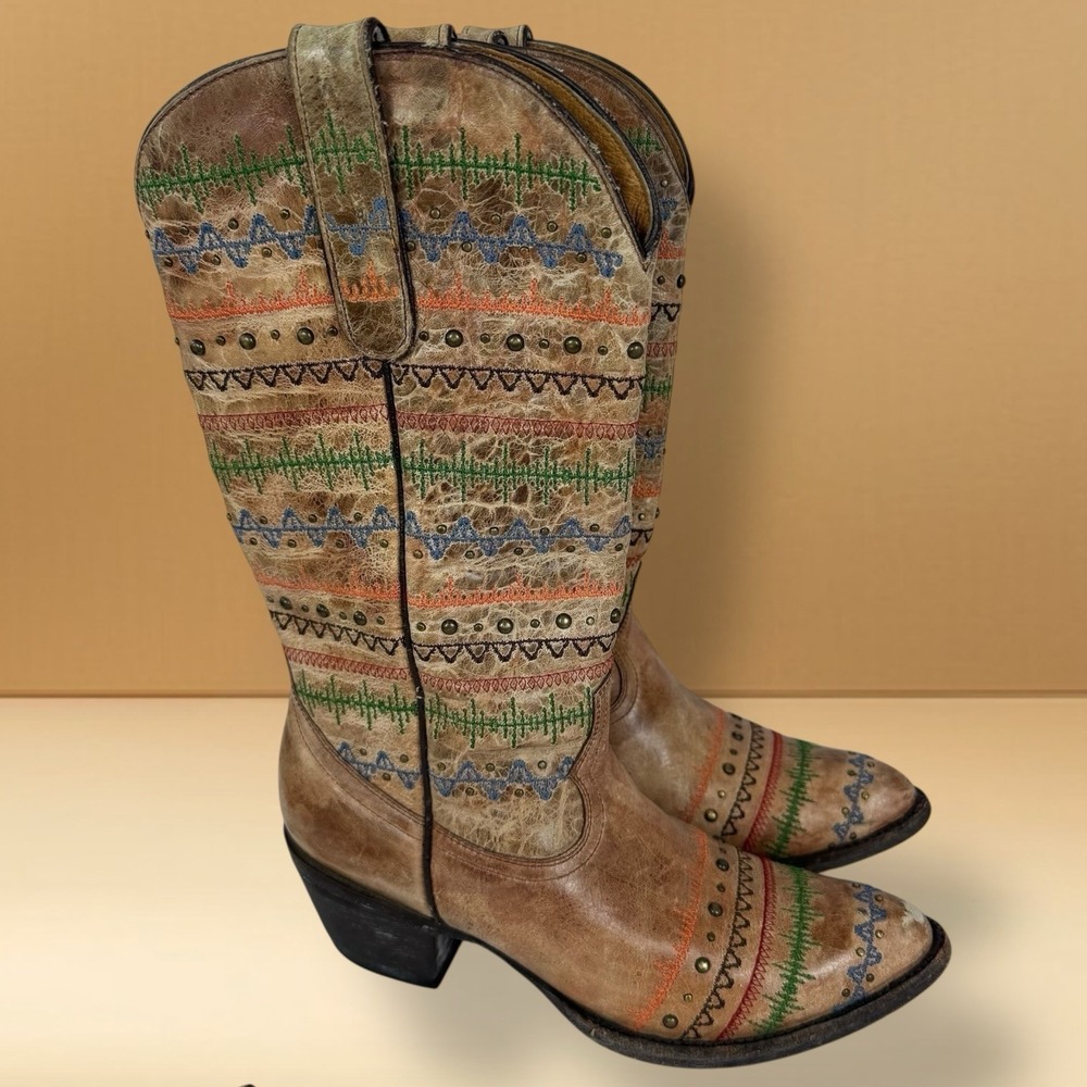 YIPPEE KAYAY Old Gringoโ Apache Moon Honey Studded Embroidered Boots Size 6.5 B